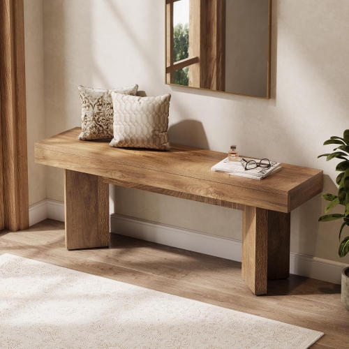 Lantine – Banc d'entrée en bois de 47&nbsp;po, banc d'extrémité intérieur champêtre, banc longue table pour chambre, couloir, entrée, extrémité de lit