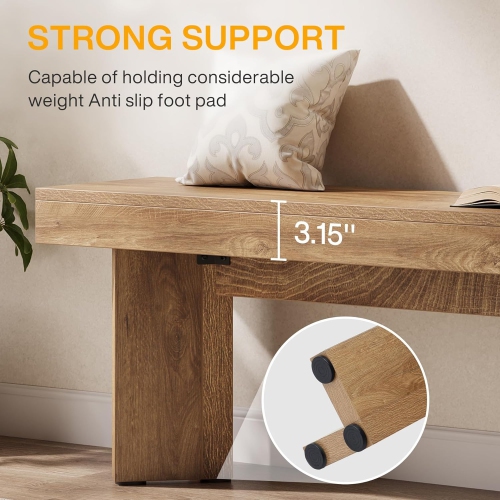 Lantine – Banc d'entrée en bois de 47&nbsp;po, banc d'extrémité intérieur champêtre, banc longue table pour chambre, couloir, entrée, extrémité de lit