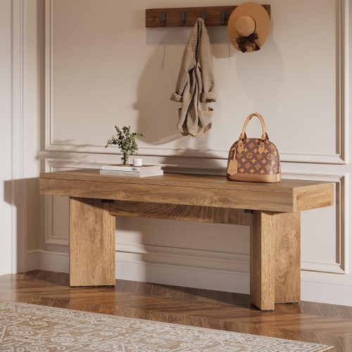Lantine – Banc d'entrée en bois de 47&nbsp;po, banc d'extrémité intérieur champêtre, banc longue table pour chambre, couloir, entrée, extrémité de lit