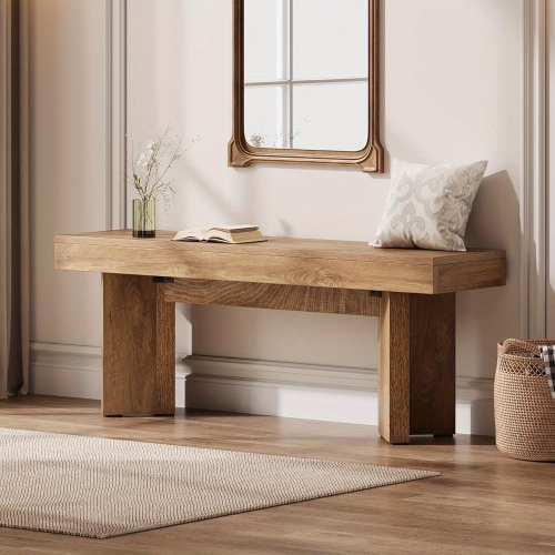 Lantine – Banc d'entrée en bois de 47&nbsp;po, banc d'extrémité intérieur champêtre, banc longue table pour chambre, couloir, entrée, extrémité de lit
