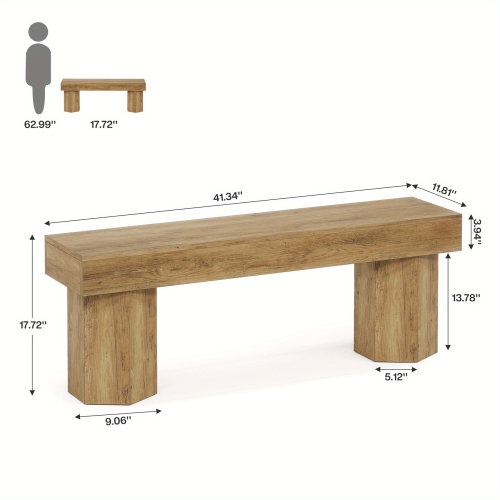 Lantine Wooden Entryway Bench, 41" Farmhouse Indoor End Of Bed Bench, Long Dining Seat For Dining Room, Bedroom, Entry, Mudroom, Easy Assembly(Only