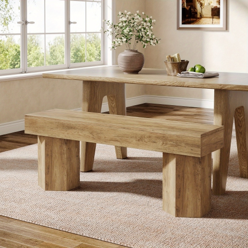 Lantine Wooden Entryway Bench, 41" Farmhouse Indoor End Of Bed Bench, Long Dining Seat For Dining Room, Bedroom, Entry, Mudroom, Easy Assembly(Only