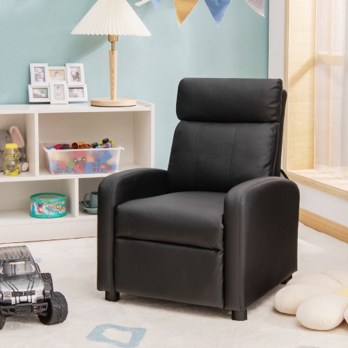 Ergonomic Kids Lounge Sofa Recliner with PU Leather for Ages 3-12