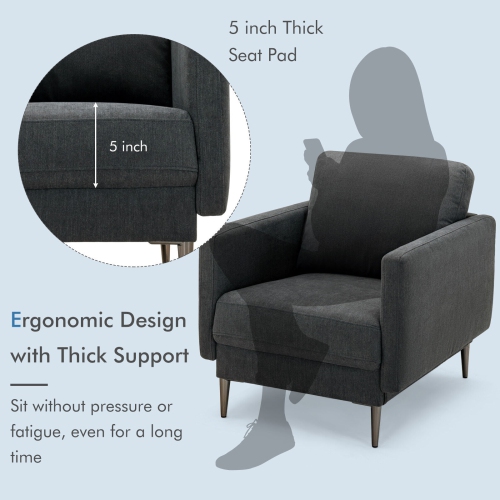 Fauteuil d'appoint moderne rembourré avec coussin amovible pour le salon