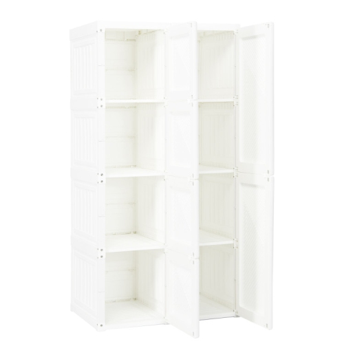 Foldable Armoire Wardrobe Closet with 8 Cubby Storage for Clothes and Accessories