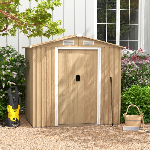 Outdoor Steel Storage Shed with Sliding Lockable Doors for Garden and Yard