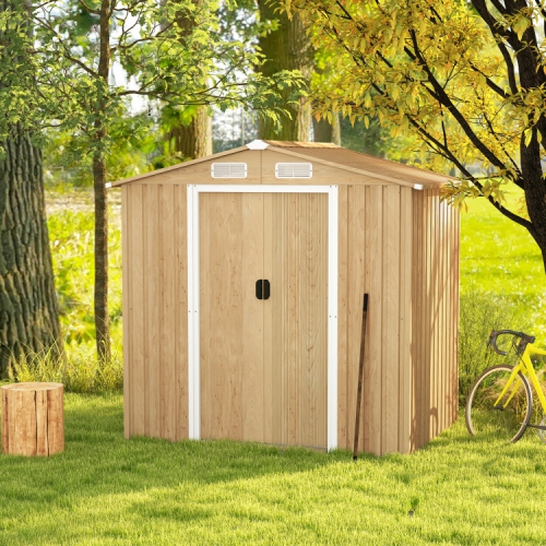 Outdoor Steel Storage Shed with Sliding Lockable Doors for Garden and Yard