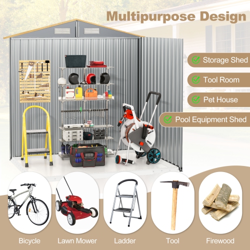 Outdoor Steel Storage Shed with Sliding Lockable Doors for Garden and Yard