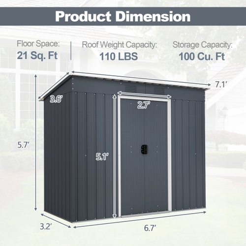 Outdoor Garden Storage Shed Tool House with Ground Foundation Frame