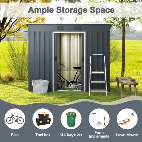 Outdoor Garden Storage Shed Tool House with Ground Foundation Frame