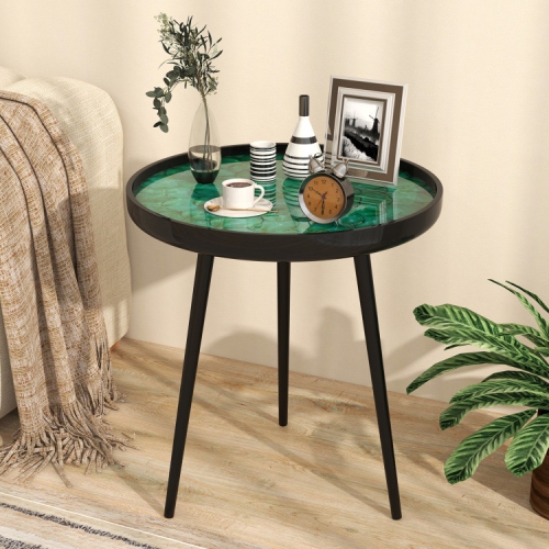 Modern Coffee End Table with Sea Shell Accent and Mid-Century Design