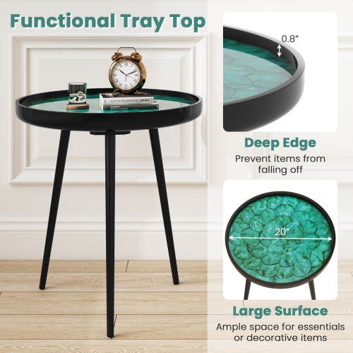 Modern Coffee End Table with Sea Shell Accent and Mid-Century Design