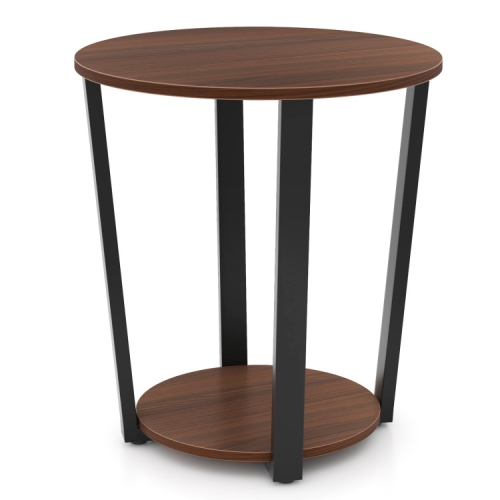 SLICKBLUE  Round End Table With Open Shelf And Sturdy Metal Frame for Living Room