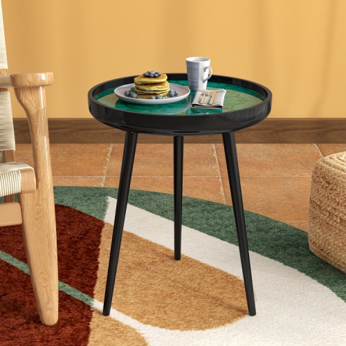 Mid-Century Modern Coffee Table with Sea Shell Decor for Living Room