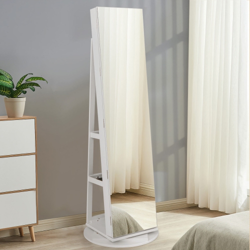 Armoire à bijoux rotative avec miroir, verrouillage et 3 modes LED