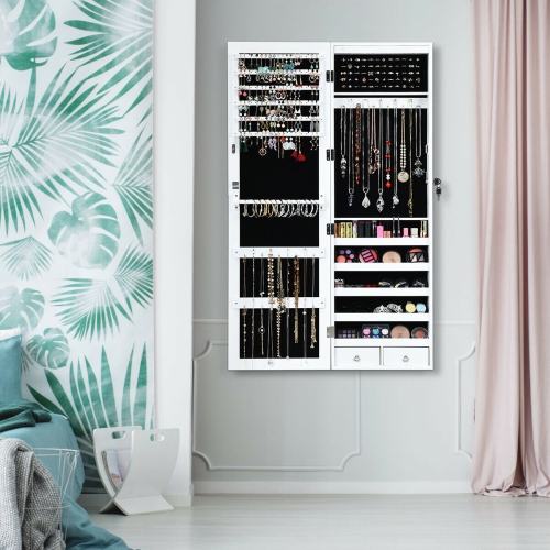 Secure Lockable Jewelry Cabinet Armoire with LED Illumination
