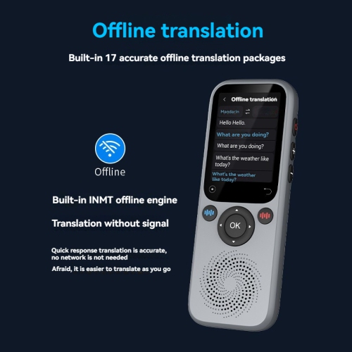 Smart Translation, 138 online translation languages, 2.0-inch screen, smart recording, simultaneous interpretation, chat GPT - 16GB memory card