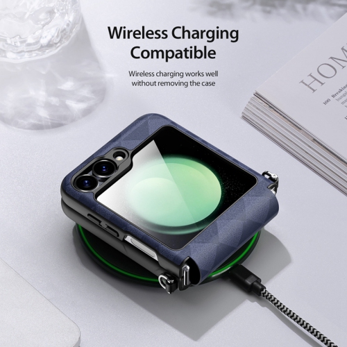 Suitable for Samsung Z Flip 6 folding screen mobile phone case stylish anti-fall all-inclusive back shell protective cover - blue