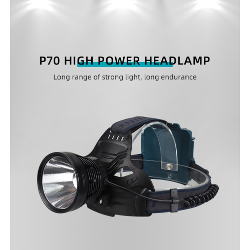 New P70 High-Intensity, Long-Focus, Fixed-Focus Headlamp, USB Rechargeable, Waterproof, Great for Outdoor Night Fishing - Includes USB Cable