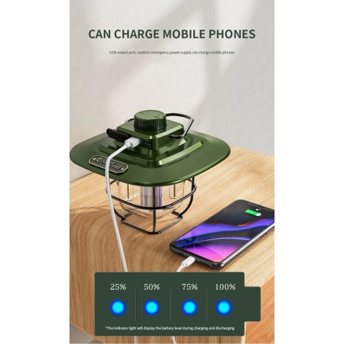 New outdoor camping light LED retro lantern portable tent light USB portable lighting outdoor camping light foldable hanging camping light - LY02