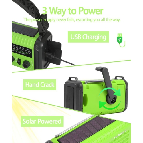 Radio d'urgence multifonction très populaire avec lampe de poche, radio solaire à manivelle et fonction SOS - Rouge