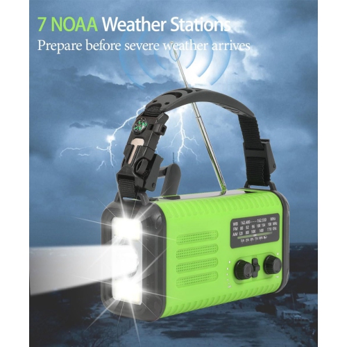 Radio d'urgence multifonction très populaire avec lampe de poche, radio solaire à manivelle et fonction SOS - Rouge