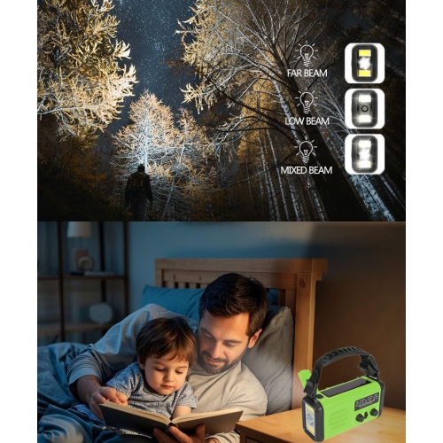 Radio d'urgence multifonction très populaire avec lampe de poche, radio solaire à manivelle et fonction SOS - Rouge