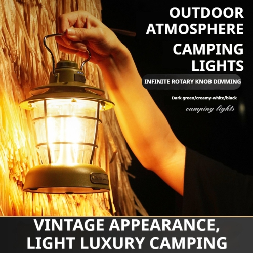 New Outdoor Camping Lantern, LED Retro Lantern, Portable Tent Light, USB Portable Lighting, Outdoor Camping Lantern, Foldable Hanging Camping Lantern