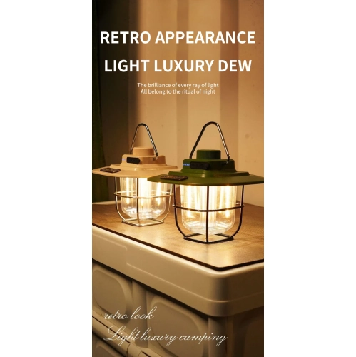 New outdoor camping light LED retro lantern portable tent light USB portable lighting outdoor camping light foldable hanging camping light - LY02