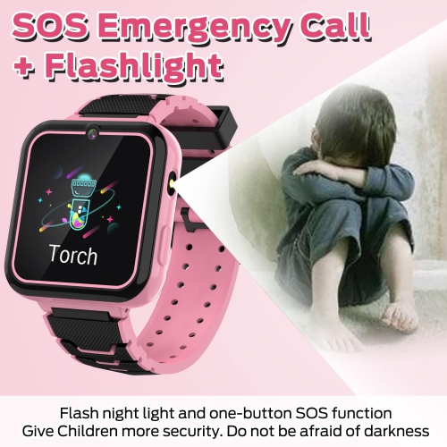 Kids Smartwatch Phone for Boys Girls with 16 Games, HD Touch Screen Smart Watch for Kids with Games Music Player-red