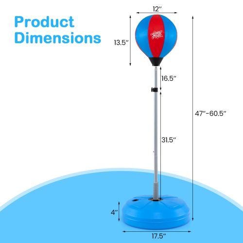 Costway Boxing Punching Bag with Height Adjustable Stand Boxing Gloves Adults Blue/Black