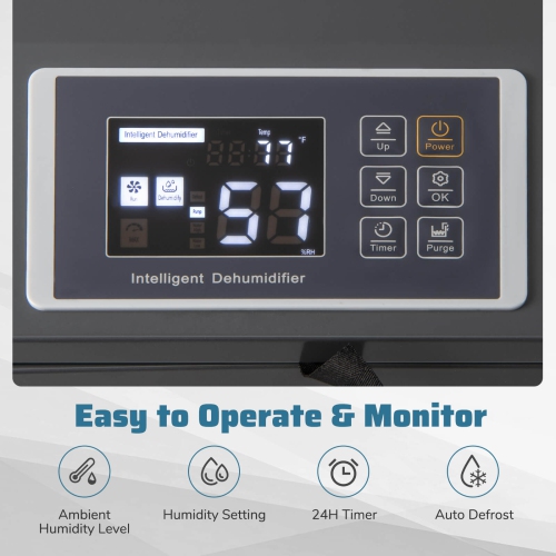 Déshumidificateur commercial de 154 chopines de Costway avec tuyaux d'évacuation de pompe pour sous-sols Sites d'emploi Bleu/Blanc