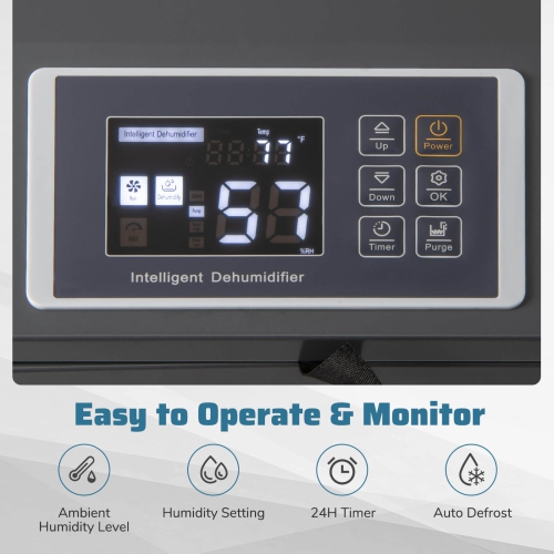 Déshumidificateur commercial de 154 chopines de Costway avec tuyaux d'évacuation de pompe pour sous-sols Sites d'emploi Bleu/Blanc