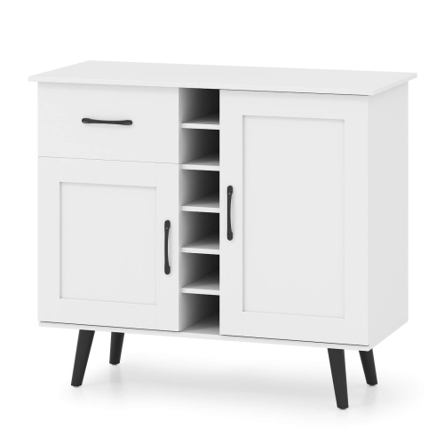 Costway 2-Door Wine Bar Cabinet Kitchen Sideboard Buffet with Drawer & Adjustable Shelves