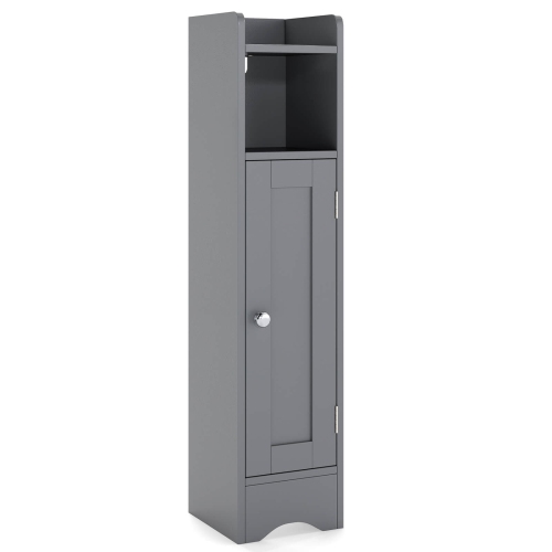 Costway Bathroom Storage Cabinet with Door Toilet Paper Holder Stand for Small Spaces Black/Gray/White