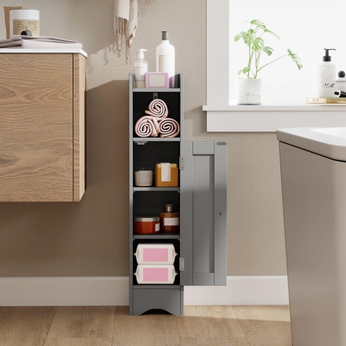 Costway Bathroom Storage Cabinet with Door Toilet Paper Holder Stand for Small Spaces Black/Gray/White