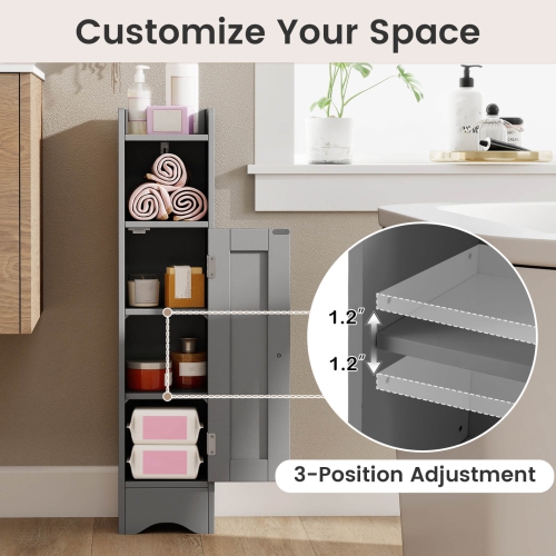 Costway Bathroom Storage Cabinet with Door Toilet Paper Holder Stand for Small Spaces Black/Gray/White