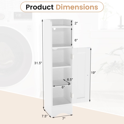 Costway Bathroom Storage Cabinet with Door Toilet Paper Holder Stand for Small Spaces Black/Gray/White