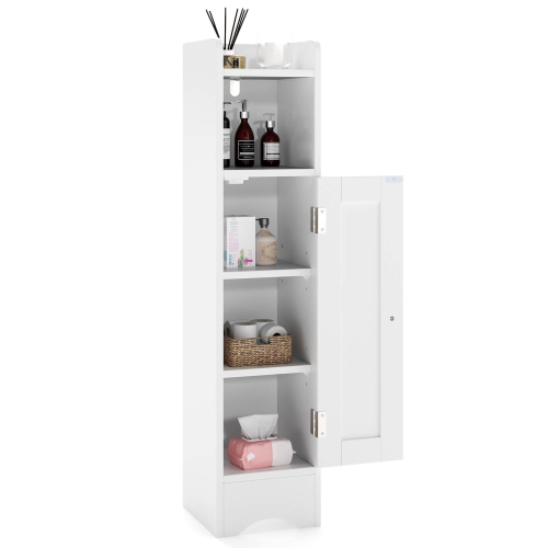 Costway Bathroom Storage Cabinet with Door Toilet Paper Holder Stand for Small Spaces Black/Gray/White