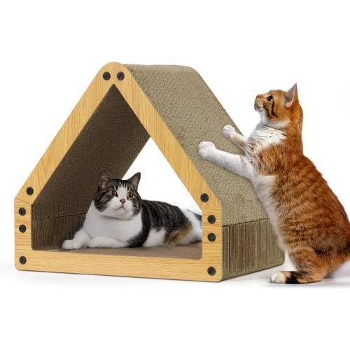 BOWHAUS House Cat Scratcher Lounger, Reversible Scratcher, Durable & Long-Lasting, Cat Cardboard Scratcher, Large Cat Scratching Pad, Scratching