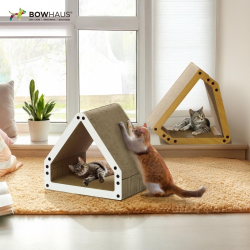 BOWHAUS House Cat Scratcher Lounger, Reversible Scratcher, Durable & Long-Lasting, Cat Cardboard Scratcher, Large Cat Scratching Pad, Scratching