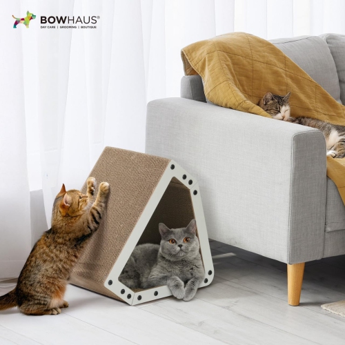 BOWHAUS House Cat Scratcher Lounger, Reversible Scratcher, Durable & Long-Lasting, Cat Cardboard Scratcher, Large Cat Scratching Pad, Scratching