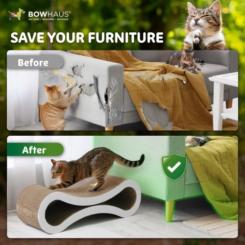 CAPHAUS Infinity Cat Scratcher Lounger, Reversible Scratcher, Durable & Long-Lasting, Cat Cardboard Scratcher, Large Cat Scratching Pad, Scratching