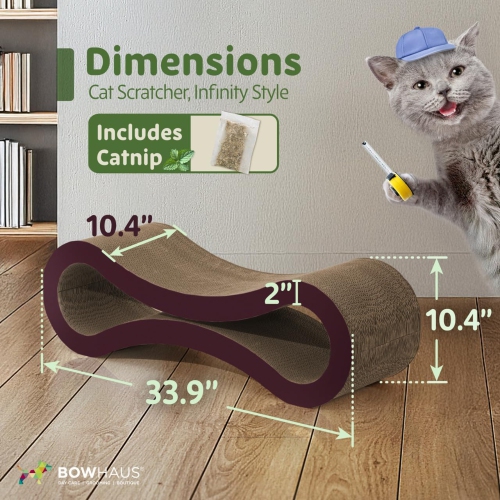 CAPHAUS Infinity Cat Scratcher Lounger, Reversible Scratcher, Durable & Long-Lasting, Cat Cardboard Scratcher, Large Cat Scratching Pad, Scratching