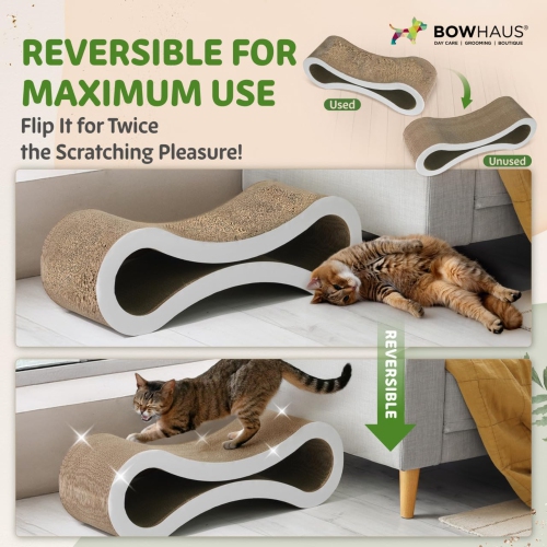 CAPHAUS Infinity Cat Scratcher Lounger, Reversible Scratcher, Durable & Long-Lasting, Cat Cardboard Scratcher, Large Cat Scratching Pad, Scratching