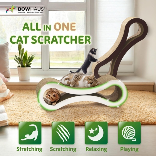 CAPHAUS Infinity Cat Scratcher Lounger, Reversible Scratcher, Durable & Long-Lasting, Cat Cardboard Scratcher, Large Cat Scratching Pad, Scratching