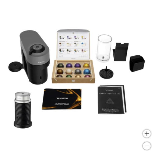 Nespresso Vertuo Pop+ Deluxe Coffee and Espresso Machine by Breville with Aeroccino Milk Frother, Titan