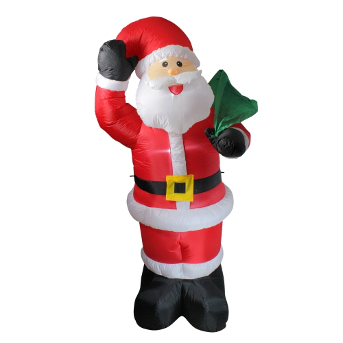 NORTHLIGHT  8' And White Animated Inflatable Standing Santa Claus Christmas Yard Decor In Red