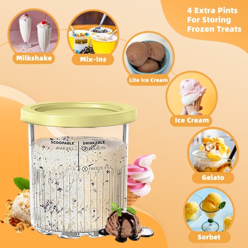 Compatible avec les contenants à crème glacée Creami de Ninja – 24 oz, paquet de 4 pour Ninja NC501 NC500 Series