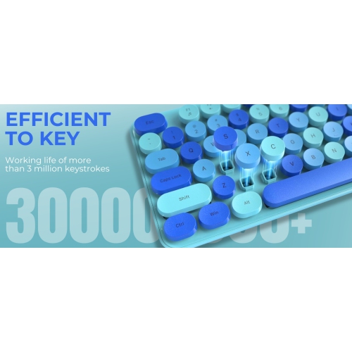 Clavier sans fil silencieux bureau mignon combinaison clavier et souris sans fil USB, adapté pour ordinateur portable de bureau - sans fil 2.4G bleu